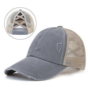 100% Cotton Vintage Women's Ponytail Baseball Cap | Adjustable Multi-Level Criss